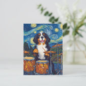 Bernese Mountain Dog Drummer Postkarte (Stehend Vorderseite)