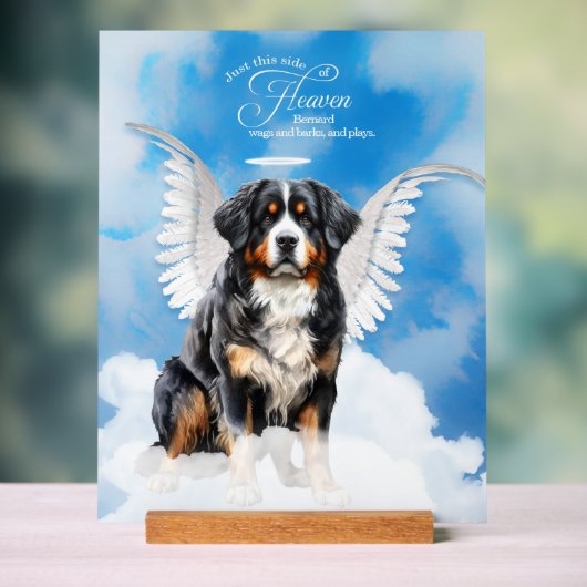 Bernese Mountain Dog Engel mit Name Pet Memorial Acrylschild (Neutral)