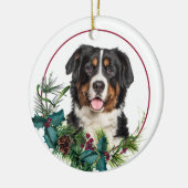 Bernese Mountain Dog Evergreen Berry Wreath Keramik Ornament (Links)