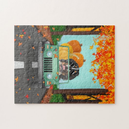 Bernese Mountain Dog Fall Pumpkin Puzzle (Horizontal)