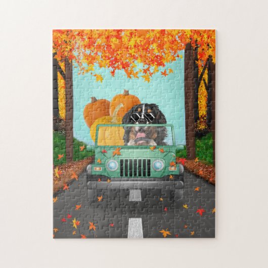 Bernese Mountain Dog Fall Pumpkin Puzzle (Vertikal)