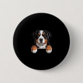 Bernese Mountain Dog Funny Peeking Cket Berner Pup Button (Vorderseite)