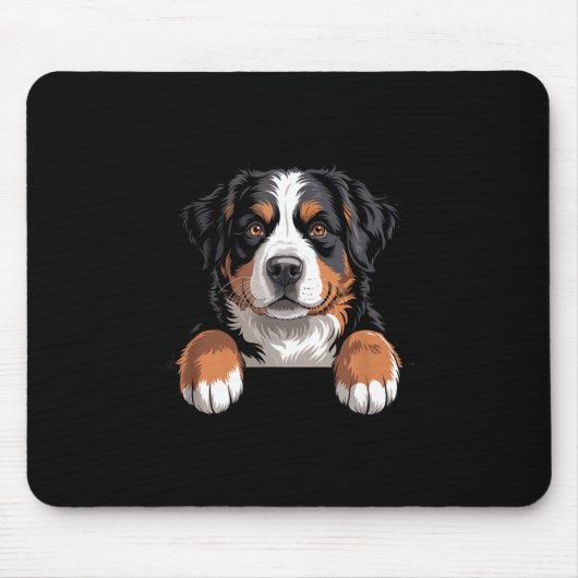 Bernese Mountain Dog Funny Peeking Cket Berner Pup Mousepad (Vorne)