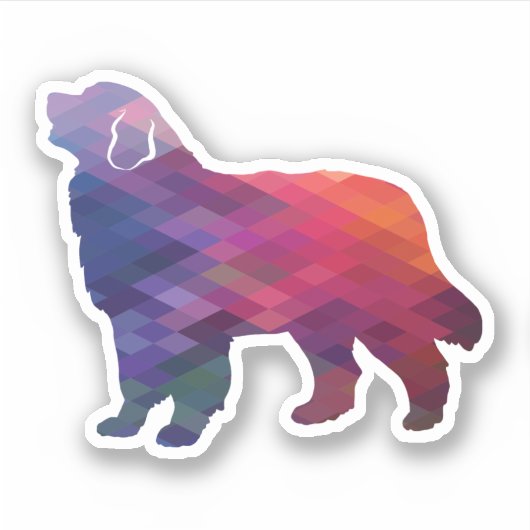 Bernese Mountain Dog Geo Silhouette Lila Aufkleber (Vorderseite)