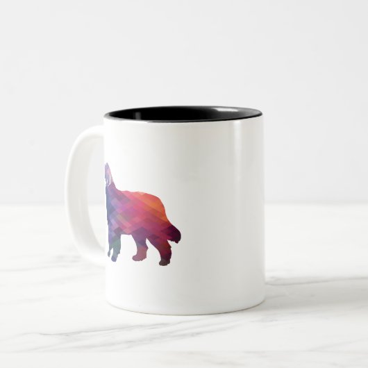 Bernese Mountain Dog Geo Silhouette Lila Zweifarbige Tasse (Vorderseite Links)