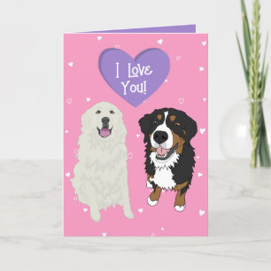Bernese Mountain Dog Great Pyrenäen Valentinstag Dankeskarte