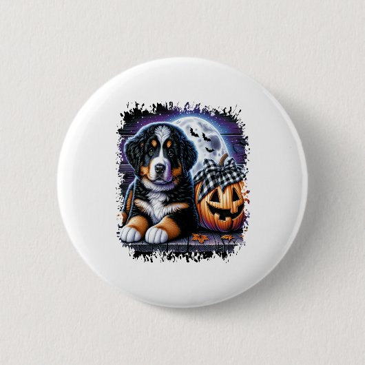 Bernese Mountain Dog Halloween Button (Vorderseite)