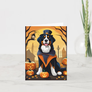 Bernese Mountain Dog Halloween Card Karte