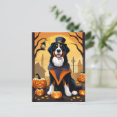 Bernese Mountain Dog Halloween Card Postkarte (Stehend Vorderseite)