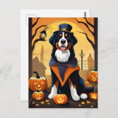 Bernese Mountain Dog Halloween Card Postkarte (Vorne/Hinten)