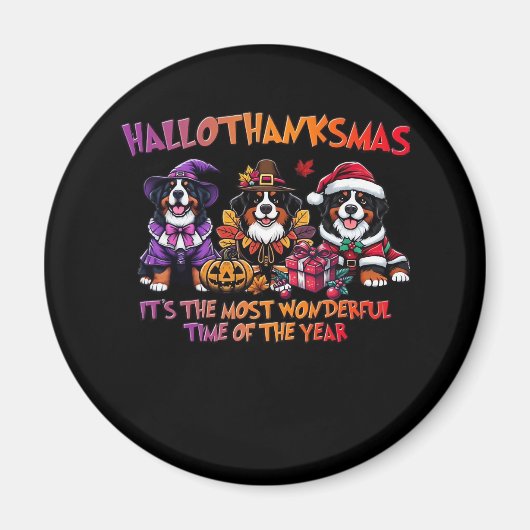 Bernese Mountain Dog Halloween Erntedank Christ Magnet (Vorne)