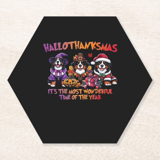 Bernese Mountain Dog Halloween Erntedank Christ Untersetzer (Vorderseite)