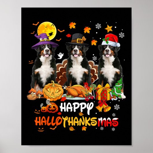 Bernese Mountain Dog Halloween Erntedank Merry Poster (Vorne)