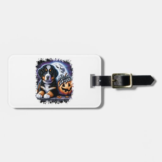 Bernese Mountain Dog Halloween Gepäckanhänger (Vorderseite horizontal)