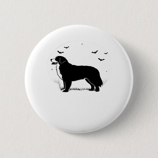 Bernese Mountain Dog - Halloween Moon Silhouette O Button (Vorderseite)