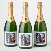 Bernese Mountain Dog Halloween Schaumweinetikett (Flaschen)