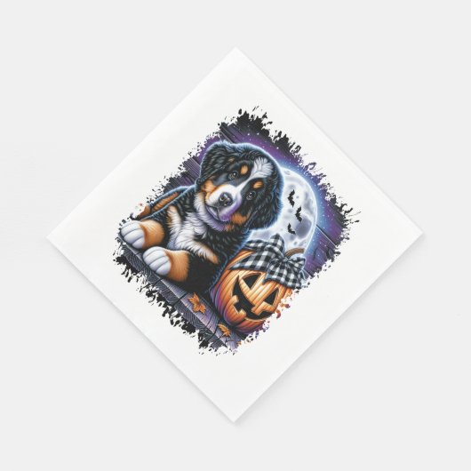 Bernese Mountain Dog Halloween Serviette (Ecke)