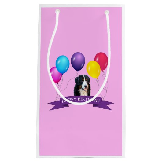 Bernese Mountain Dog Happy Birthday Geschenktasche Kleine Geschenktüte (Vorderseite)