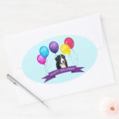 Bernese Mountain Dog Happy Birthday Ovaler Aufkleber (Umschlag)