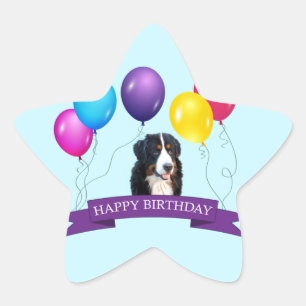 Bernese Mountain Dog Happy Birthday Stern-Aufkleber