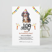Bernese Mountain Dog Hat Let's Pawty Birthday Einladung (Stehend Vorderseite)