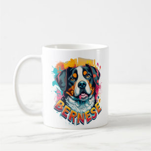 Bernese Mountain Dog Head Vibranly Color Splash Kaffeetasse