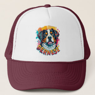 Bernese Mountain Dog Head Vibranly Color Splash Truckerkappe