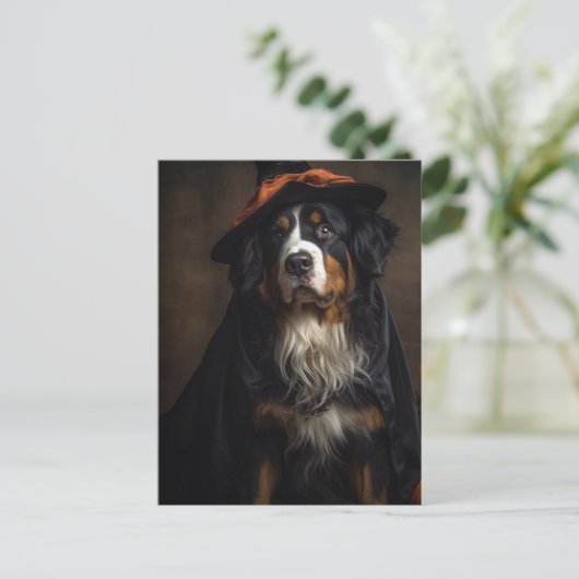 Bernese Mountain Dog Hexe Postkarte (Stehend Vorderseite)