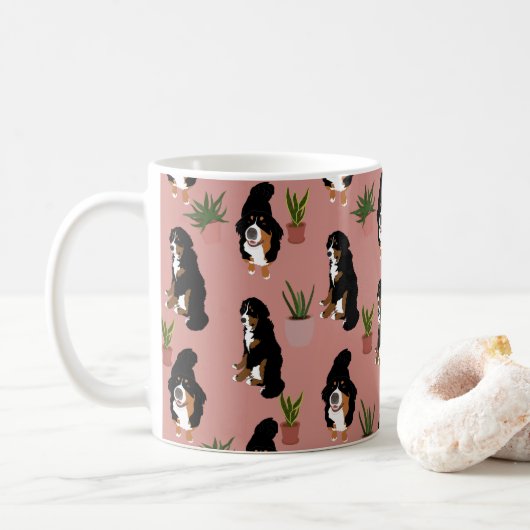 Bernese Mountain Dog Houseplant Kaffeetasse (Mit Donut)