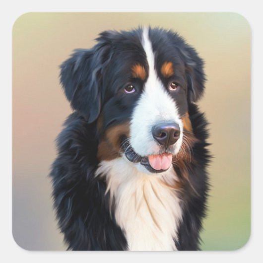 "bernese mountain dog", hund,welpe,Silhouette,name Quadratischer Aufkleber (Vorderseite)
