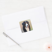 "bernese mountain dog", hund,welpe,Silhouette,name Quadratischer Aufkleber (Umschlag)