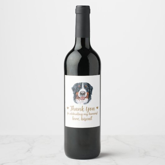 Bernese Mountain Dog I do to Wedding Wine Label Weinetikett (Vorderseite)