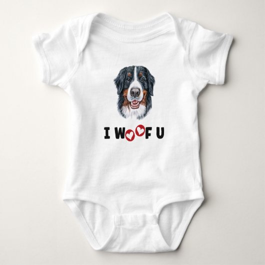 Bernese Mountain Dog I Woof You Baby Strampler (Vorderseite)