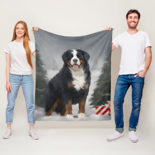 Bernese Mountain Dog im Schnee Weihnachten Fleecedecke