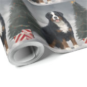 Bernese Mountain Dog im Schnee Weihnachten Geschenkpapier (Rolleneckpunkt)
