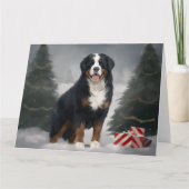 Bernese Mountain Dog im Schnee Weihnachten Karte (Vorderseite)