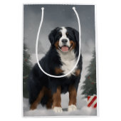 Bernese Mountain Dog im Schnee Weihnachten Mittlere Geschenktüte (Vorderseite)
