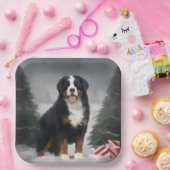 Bernese Mountain Dog im Schnee Weihnachten Pappteller (Party)