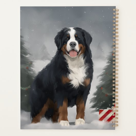 Bernese Mountain Dog im Schnee Weihnachten Planer (Rückseite)