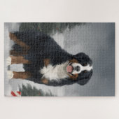 Bernese Mountain Dog im Schnee Weihnachten Puzzle (Horizontal)
