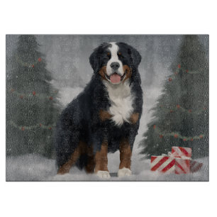 Bernese Mountain Dog im Schnee Weihnachten Schneidebrett