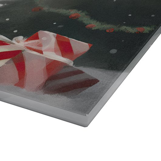 Bernese Mountain Dog im Schnee Weihnachten Schneidebrett (Ecke)