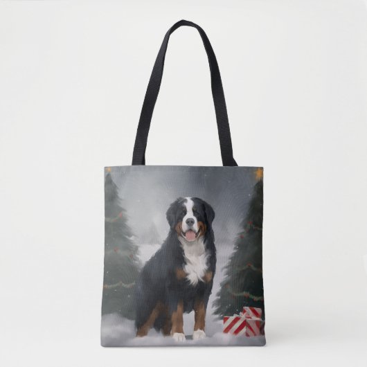 Bernese Mountain Dog im Schnee Weihnachten Tasche (Vorderseite)