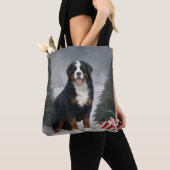 Bernese Mountain Dog im Schnee Weihnachten Tasche (Von Nahem)