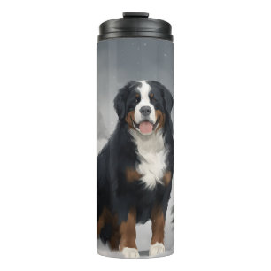Bernese Mountain Dog im Schnee Weihnachten Thermosbecher