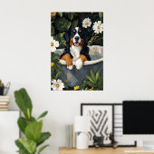 Bernese Mountain Dog In Bathtub Poster, Funny Dog Poster (Heimbüro)