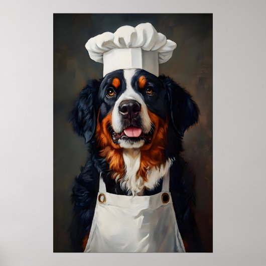 Bernese Mountain Dog In Chefs Hat Poster, Pet Poster (Vorne)