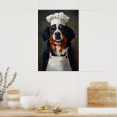 Bernese Mountain Dog In Chefs Hat Poster, Pet Poster (Küche)