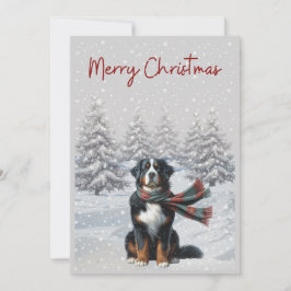 Bernese Mountain Dog in der Schneeschweihnachtskar Feiertagskarte