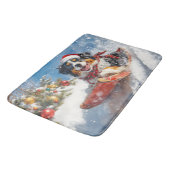 Bernese Mountain Dog in Sledge Weihnachten Badematte (Schrägansicht)